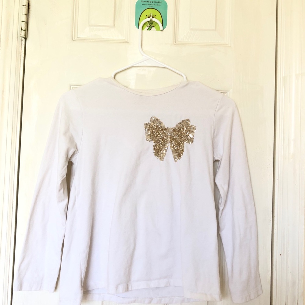Zara kids gold sequin bow long sleeve